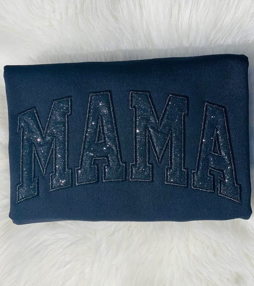 Embroidered Glitter Mama Sweatshirt