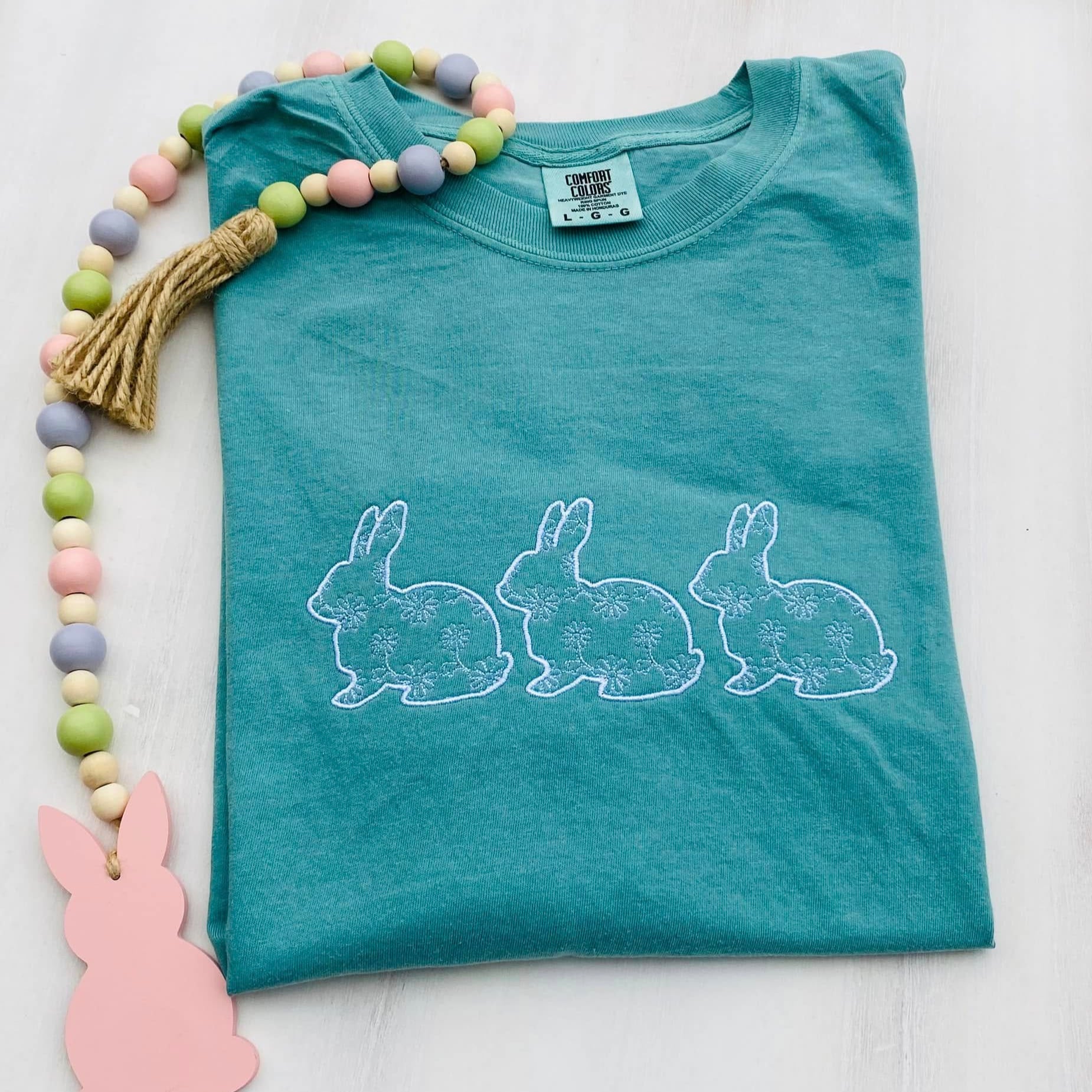 Embroidered Bunny Trio Tee