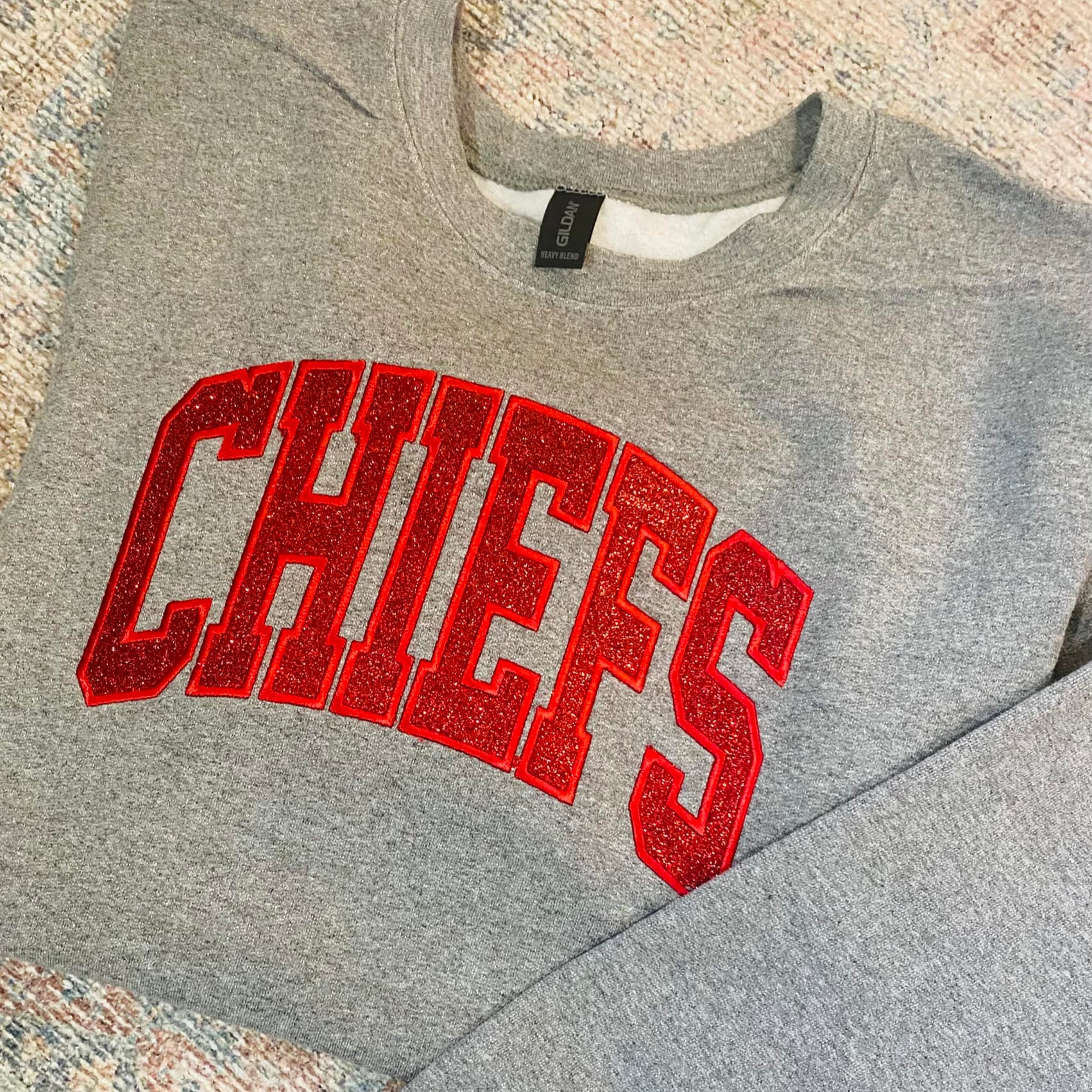 Embroidered Glitter Chiefs Sweatshirt